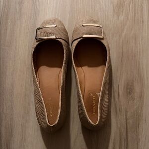 Coach Beige Women's Loafers with Buckle